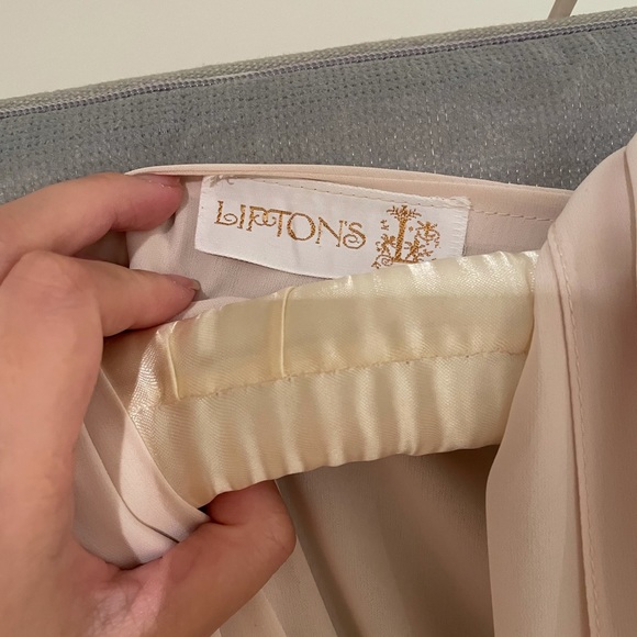 Vintage ivory micro pleated chiffon long maxi dress - Picture 5 of 5